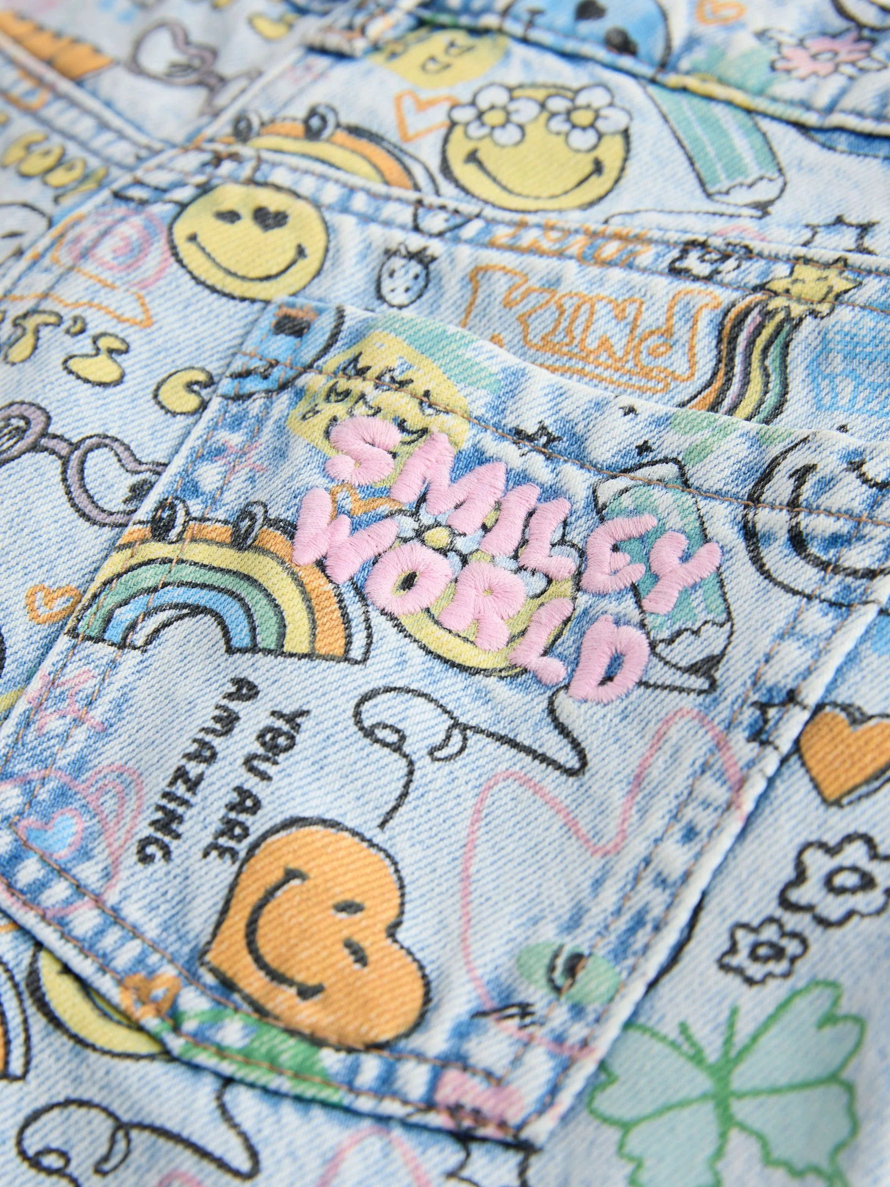 Smiley World Doodle Print Barrel Leg Jeans (3-16yrs) - Image 7