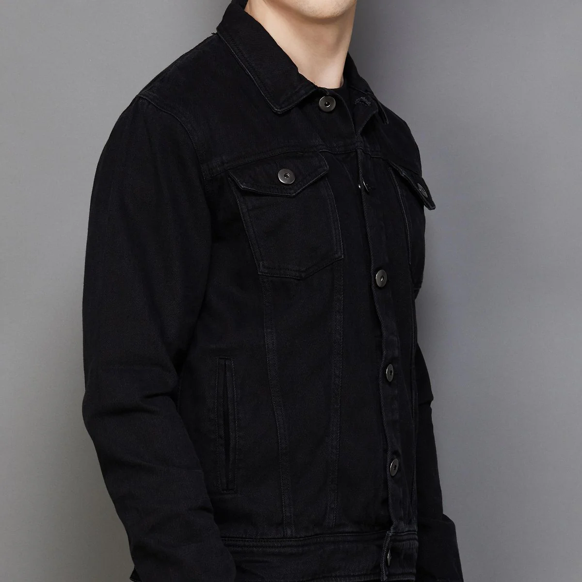 SmileyWorld Men Solid Denim Jacket - Image 4