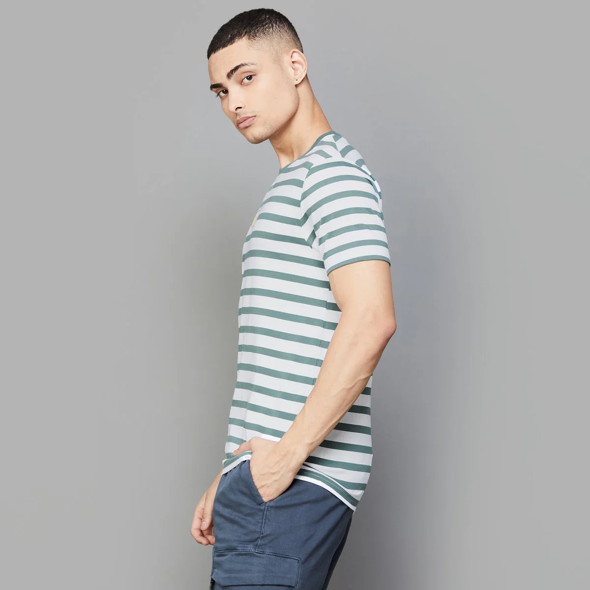 Smiley World Men Striped T-Shirt - Image 3