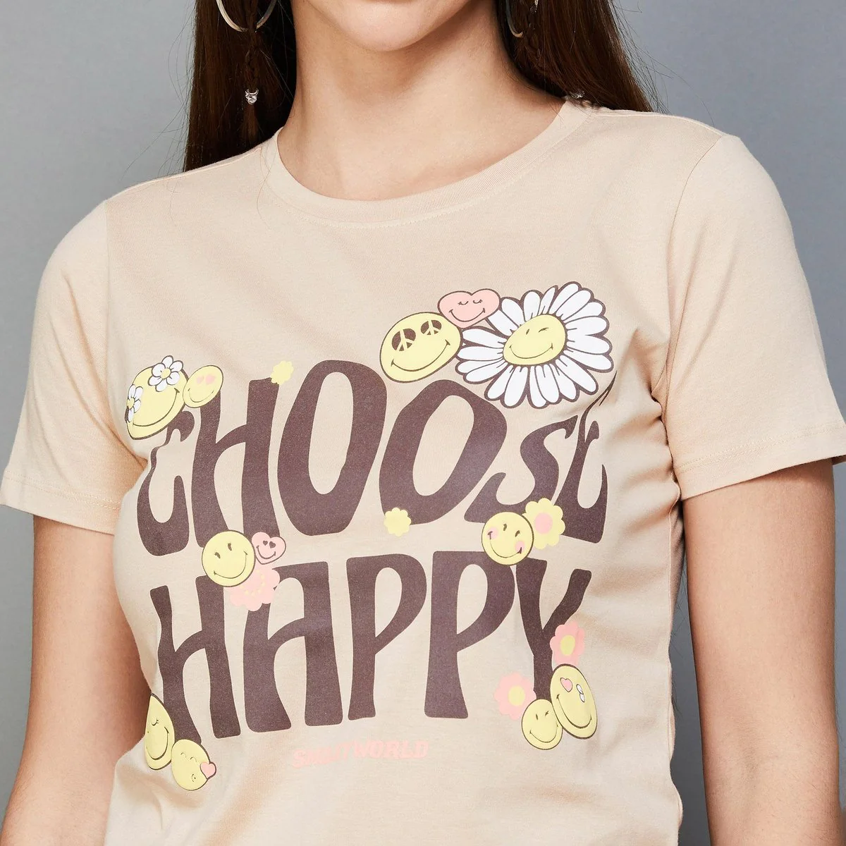 SmileyWorld Women Graphic Printed Round Neck T-shirt - Image 4