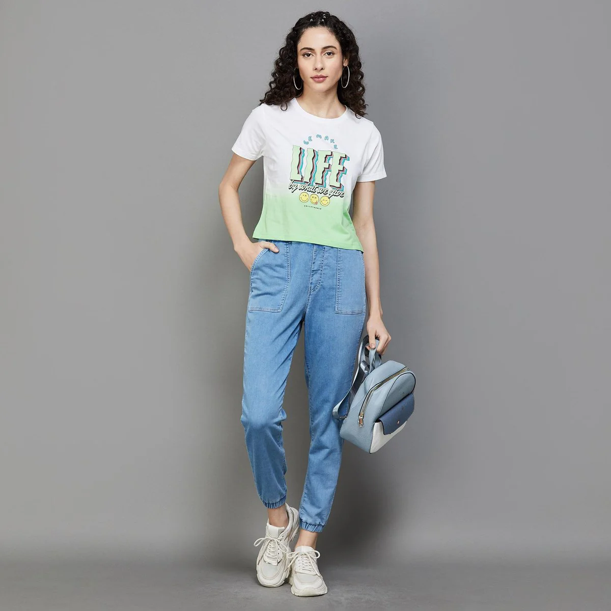 SmileyWorld Women Typographic Printed Crop T-shirt - Image 2