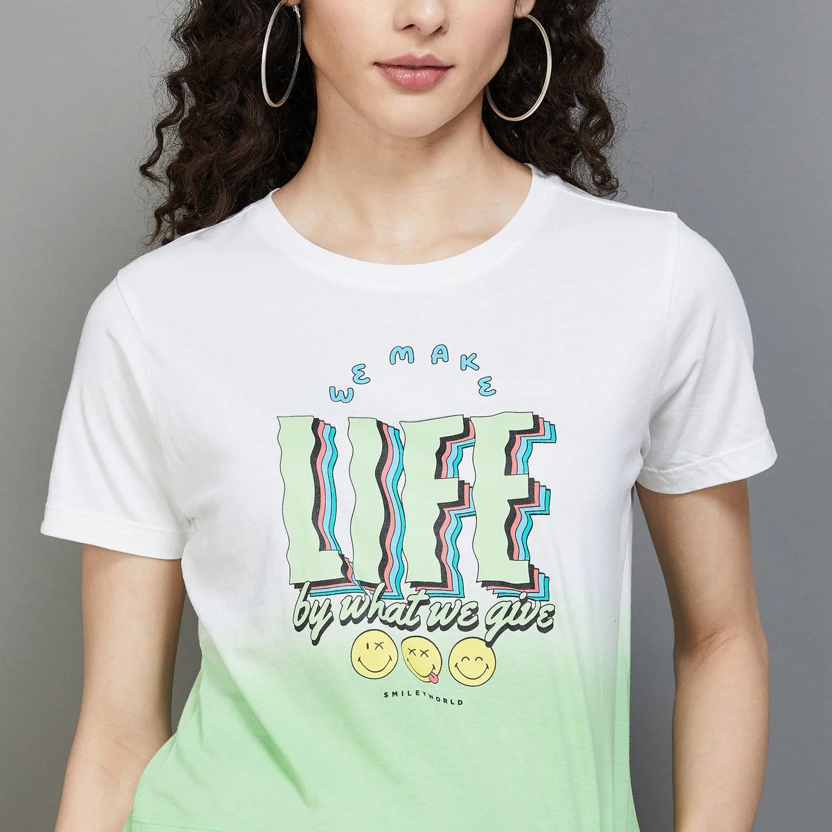 SmileyWorld Women Typographic Printed Crop T-shirt - Image 4