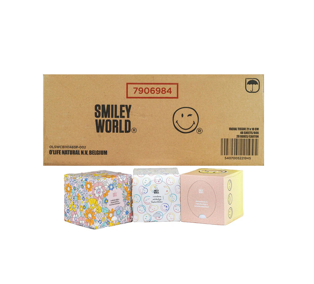SmileyWorld® Ultra Soft Tissues 3-Design - Cube Box, 20-Pack - Image 3
