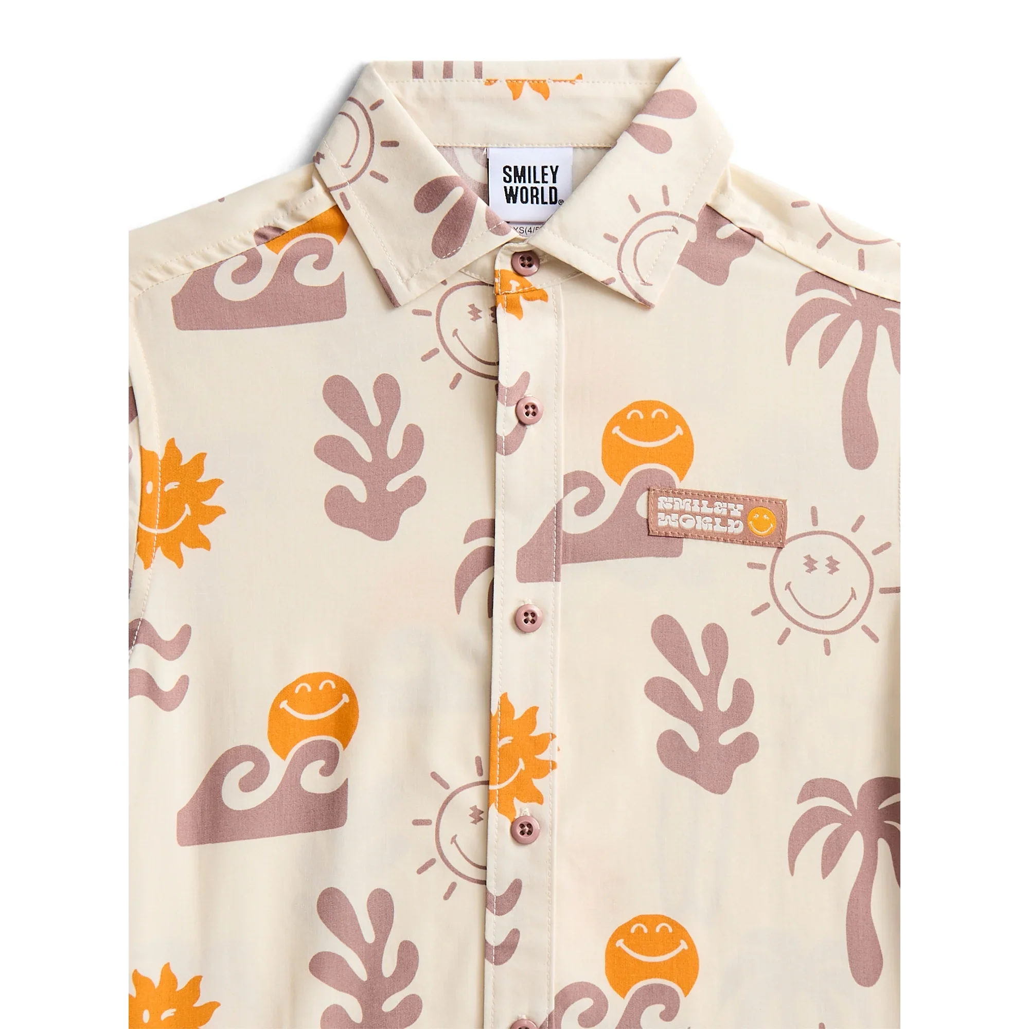 SmileyWorld Boys Graphic Button Up Resort Shirt with Short Sleeves, Sizes 4-18 - Image 3