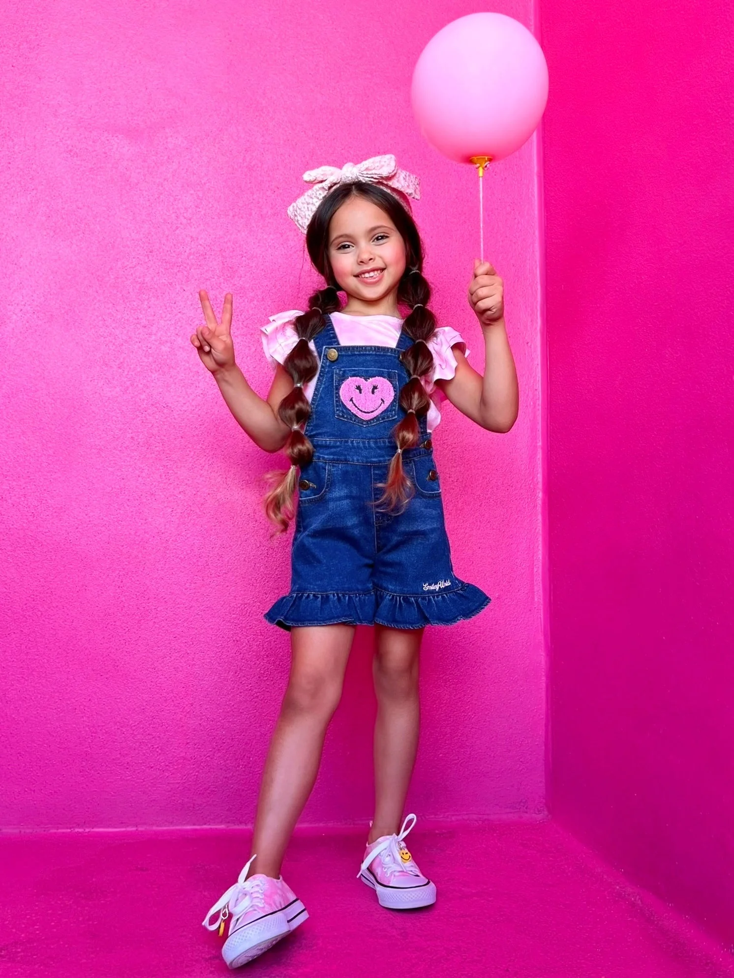 SmileyWorld Happy Heart Denim Shortall Set - Image 5