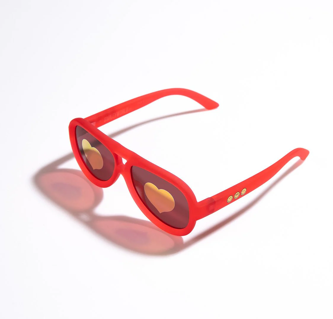 SmileyWorld Kid Sunglasses Aviator Raspberry Red - Image 11