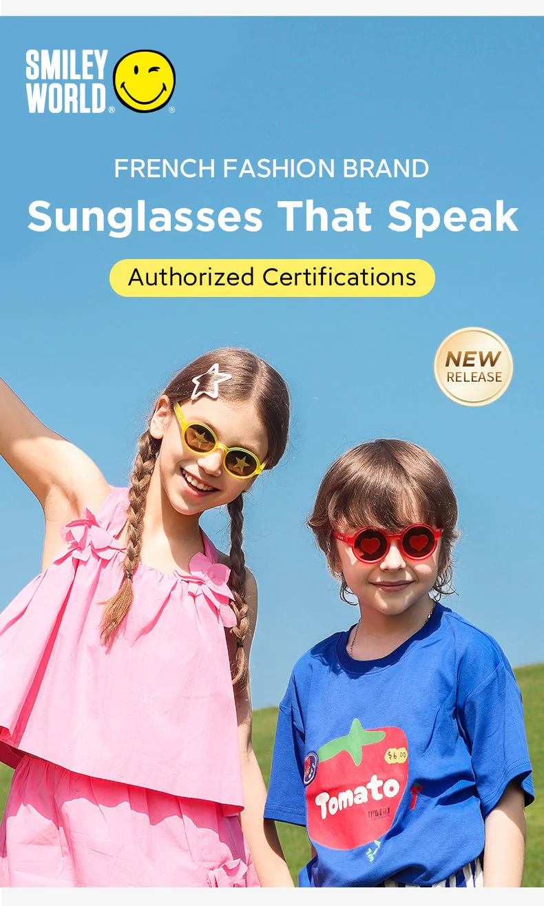SmileyWorld Kid Sunglasses Square Coral Purple - Image 11