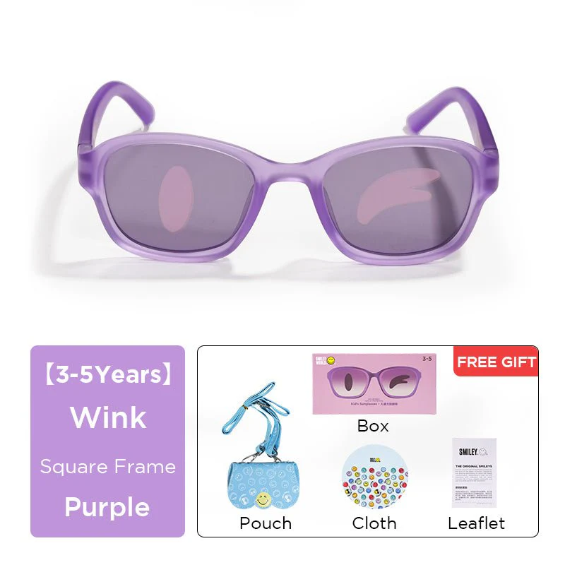 SmileyWorld Kid Sunglasses Square Coral Purple - Image 3