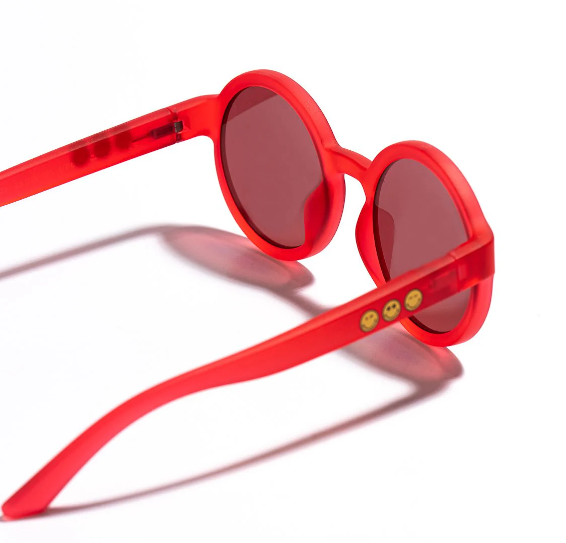 SmileyWorld Kids Sunglasses Round Raspberry Red - Image 7