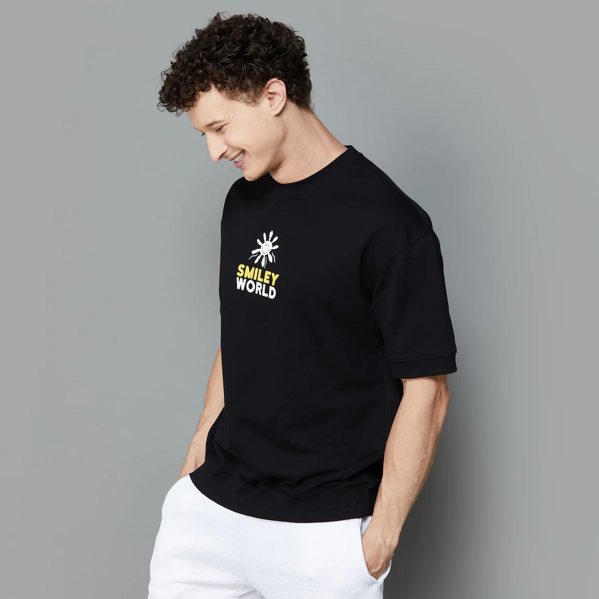 SmileyWorld Men Brand Printed Regular Fit T-Shirt - Image 2