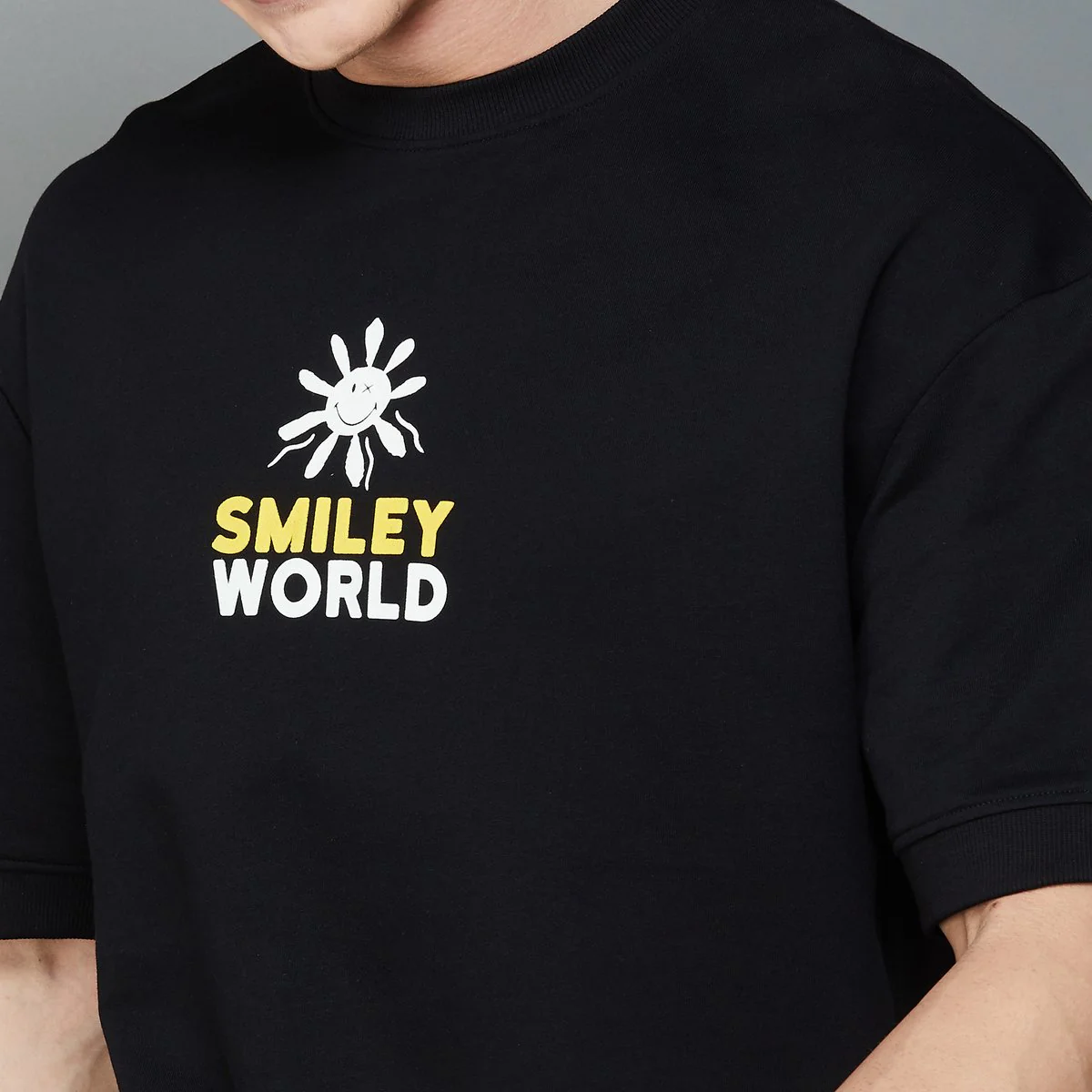 SmileyWorld Men Brand Printed Regular Fit T-Shirt - Image 4