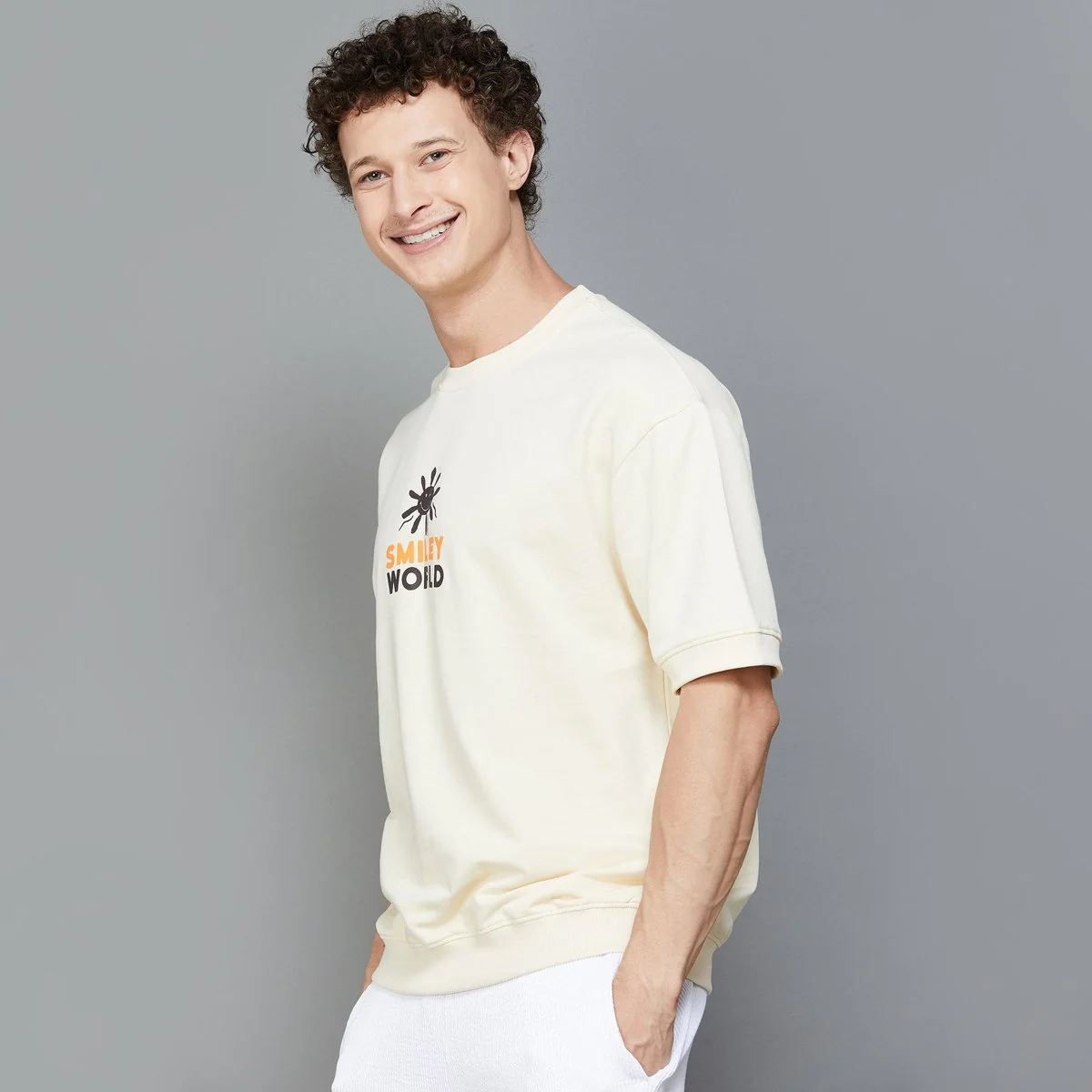 SmileyWorld Men Brand Printed Regular Fit T-Shirt - Image 3