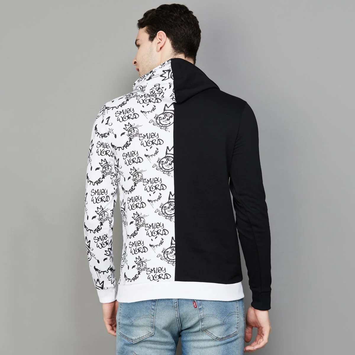 SmileyWorld Men Colourblocked Hooded Sweatshirt - Image 4