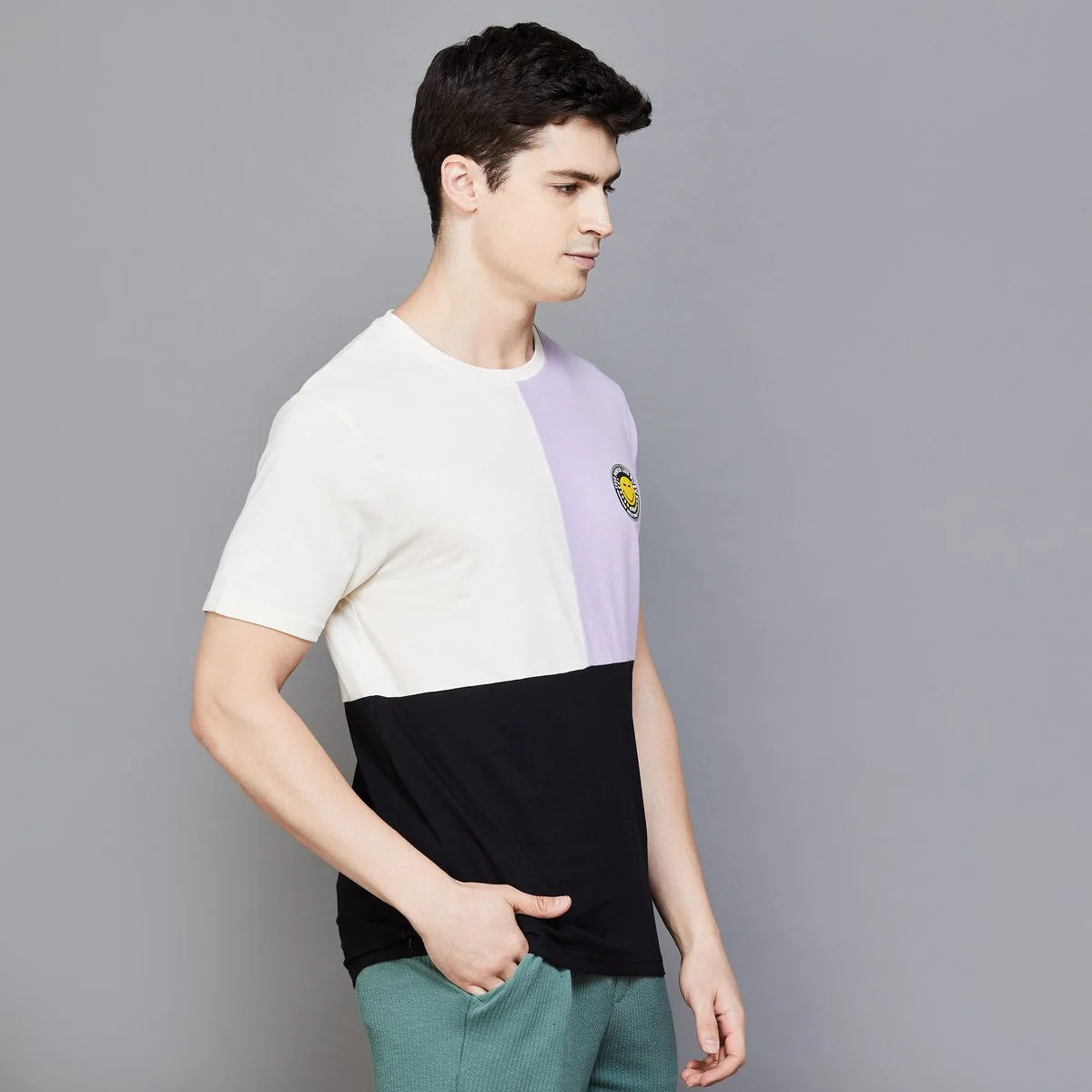 SmileyWorld Men Colourblocked Regular Fit T-Shirt - Image 3