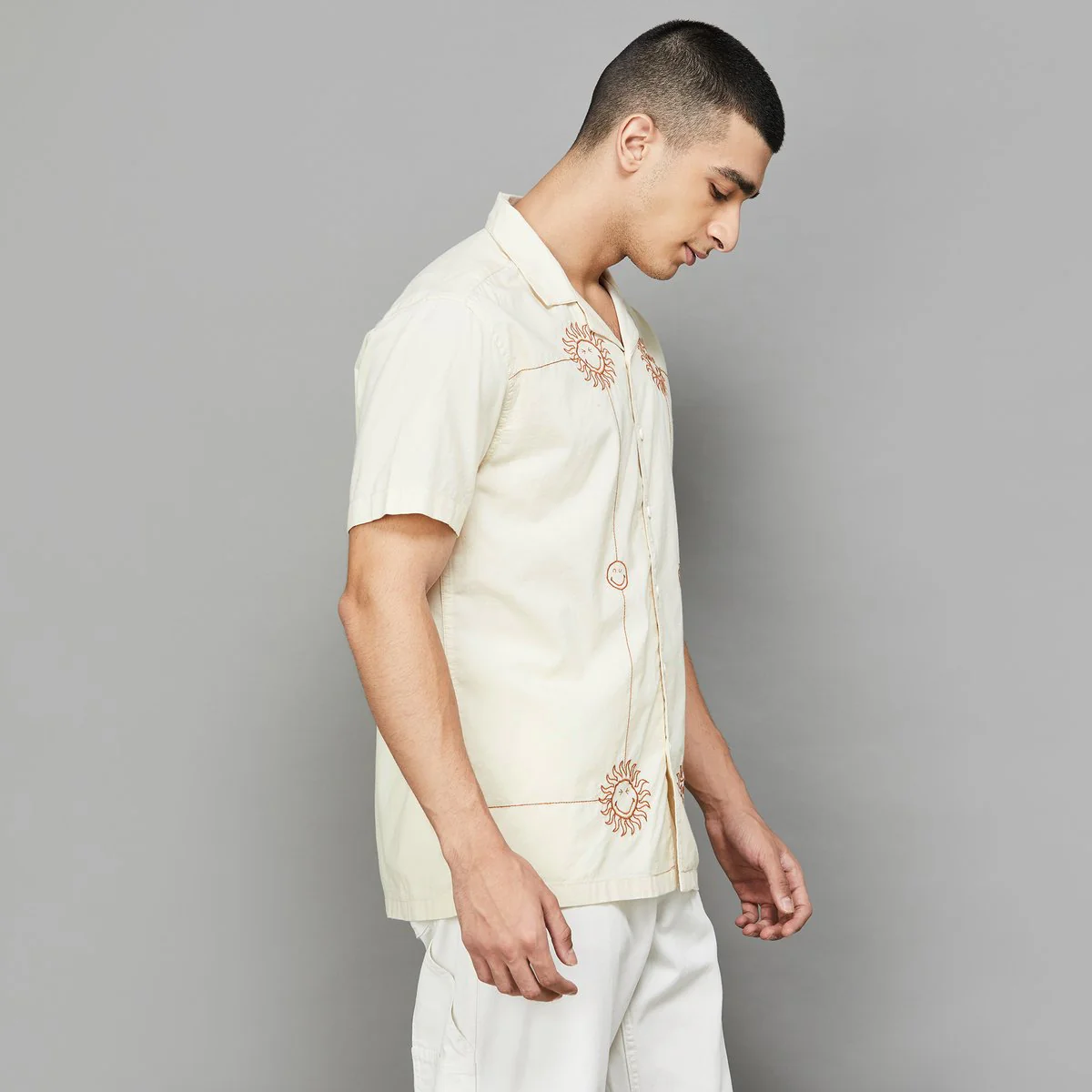 SmileyWorld Men Embroidered Regular Fit Casual Shirt - Image 4