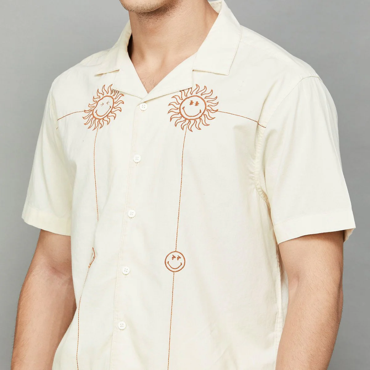 SmileyWorld Men Embroidered Regular Fit Casual Shirt - Image 5