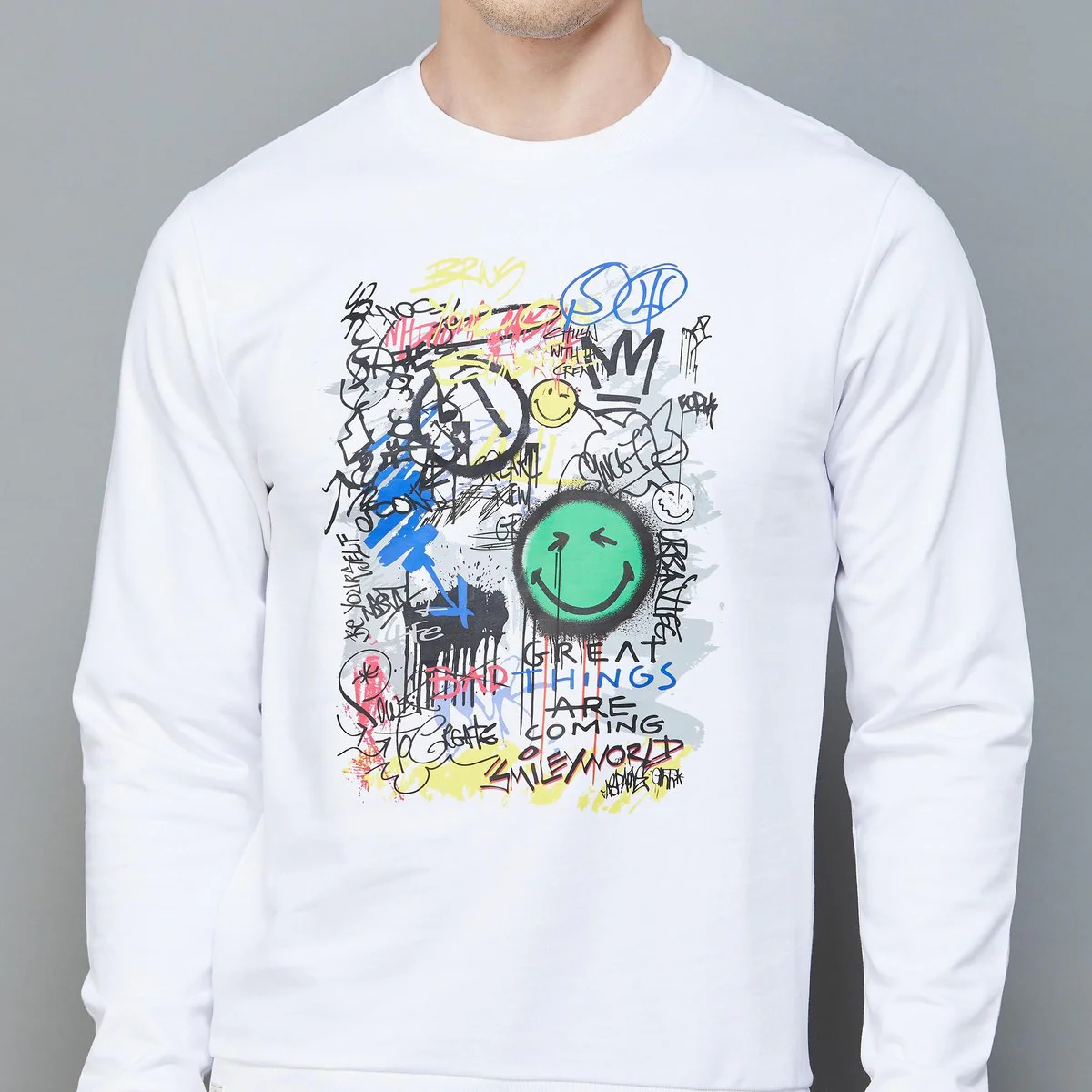 SmileyWorld Men Graphic Print Sweatshirt - Image 4