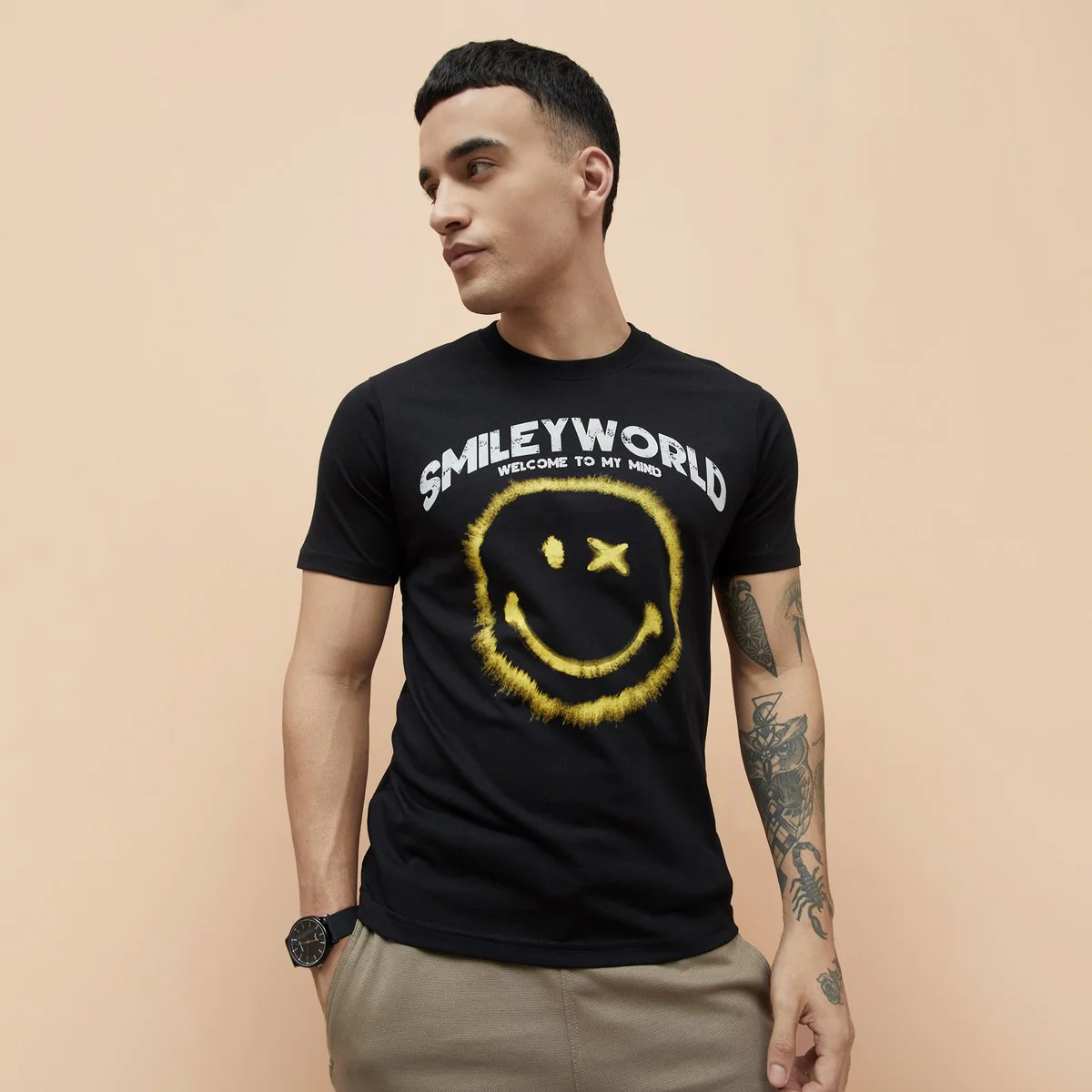 SmileyWorld Men Graphic Print T-Shirt