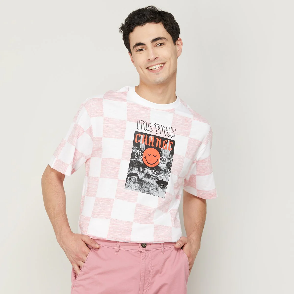 SmileyWorld Men Graphic Printed Crew Neck Regular Fit T-Shirt