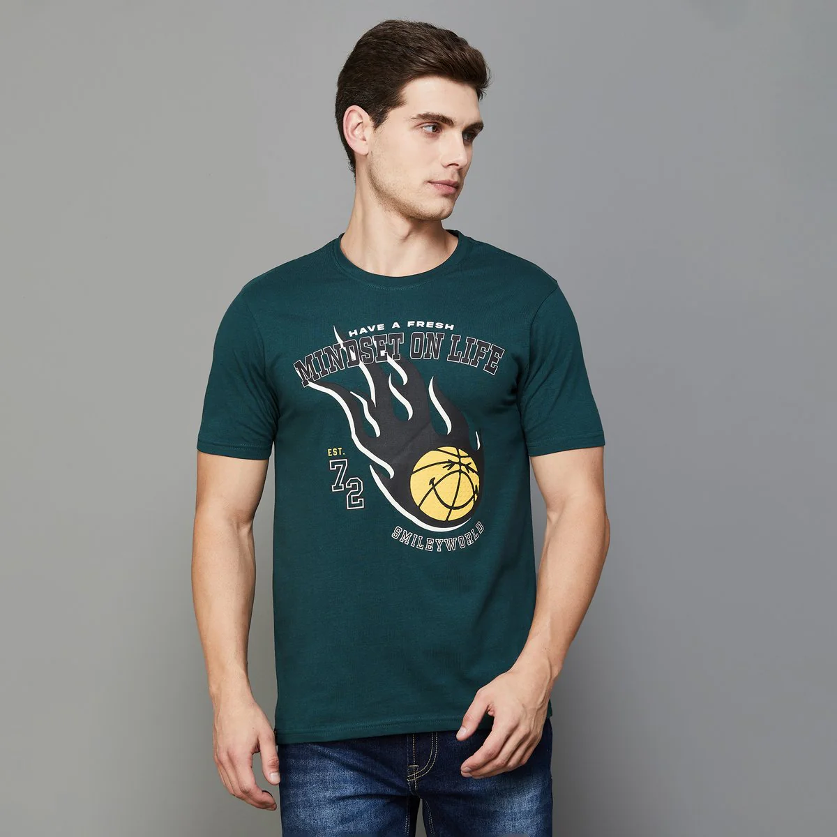 SmileyWorld Men Graphic Printed Crew Neck T-Shirt