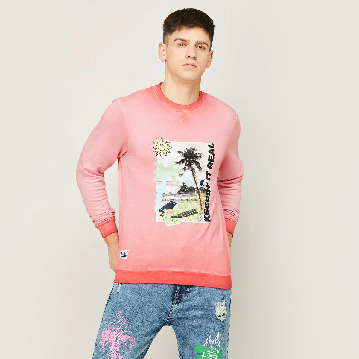 SmileyWorld Men Printed Crew Neck Sweatshirt