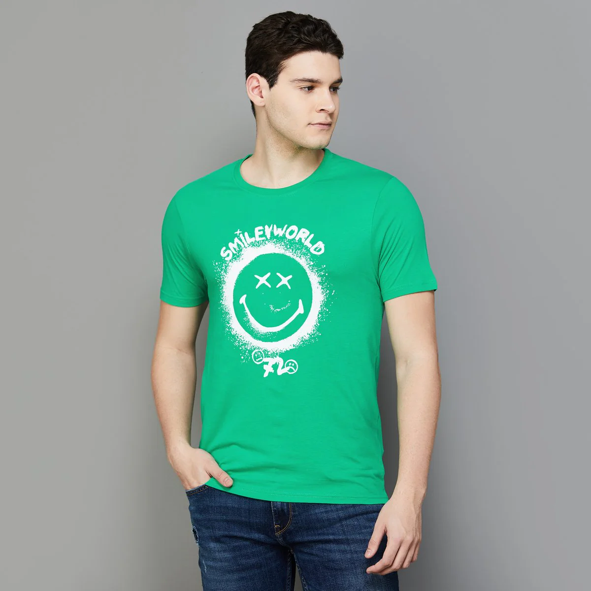 SmileyWorld Men Printed Crew Neck T-Shirt