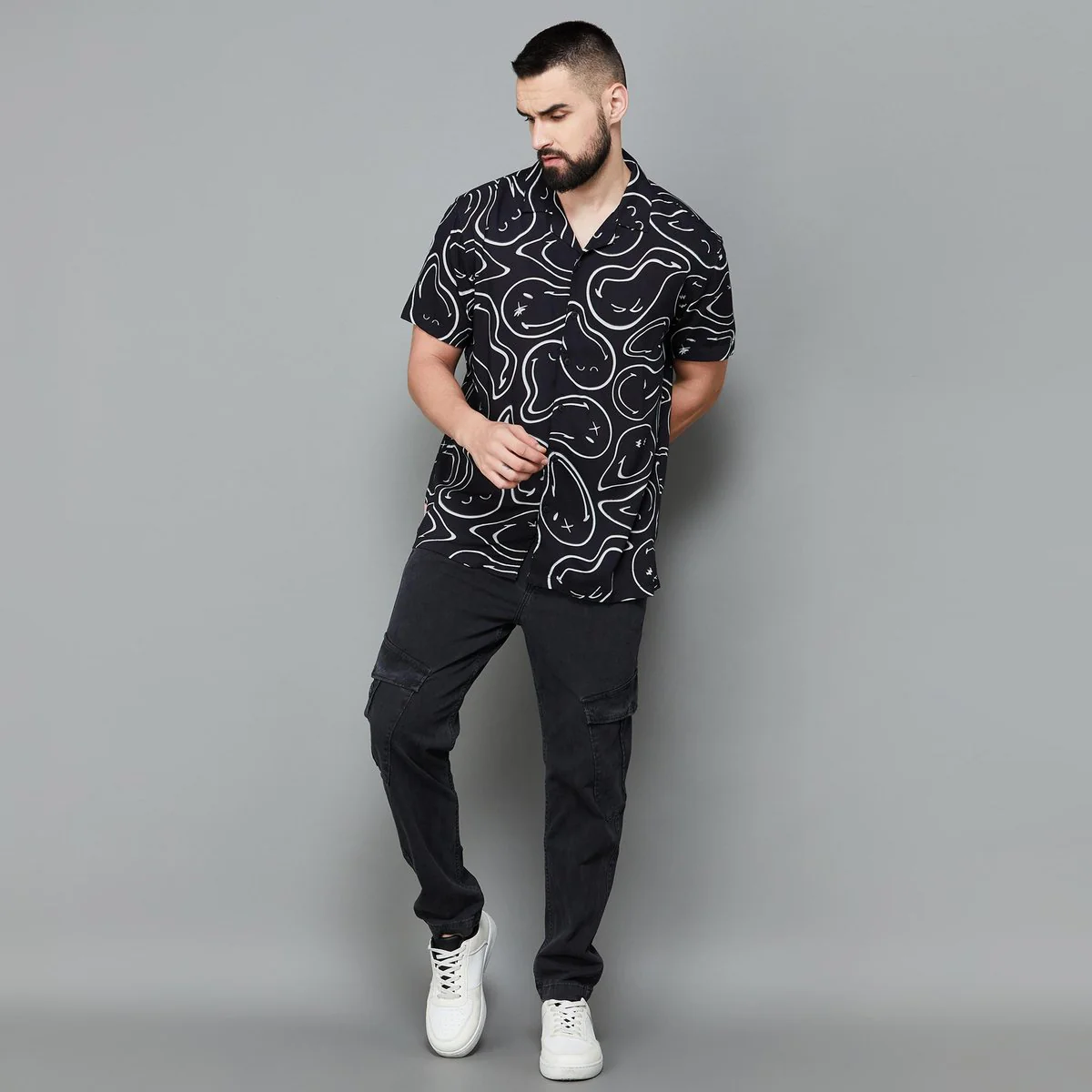 SmileyWorld Men Printed Cuban Collar Casual Shirt - Image 2