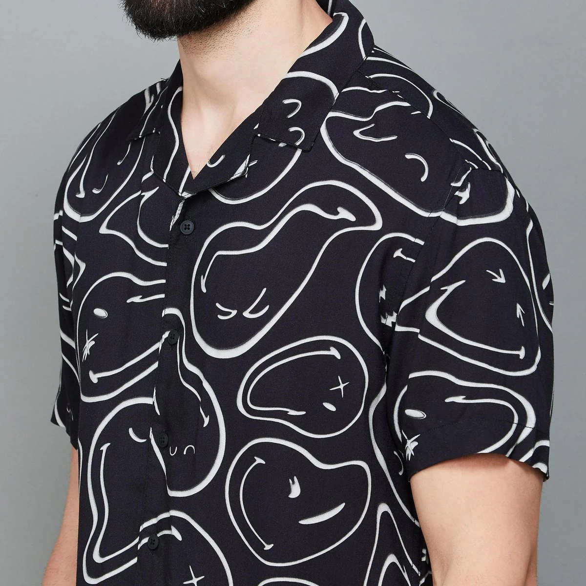 SmileyWorld Men Printed Cuban Collar Casual Shirt - Image 5