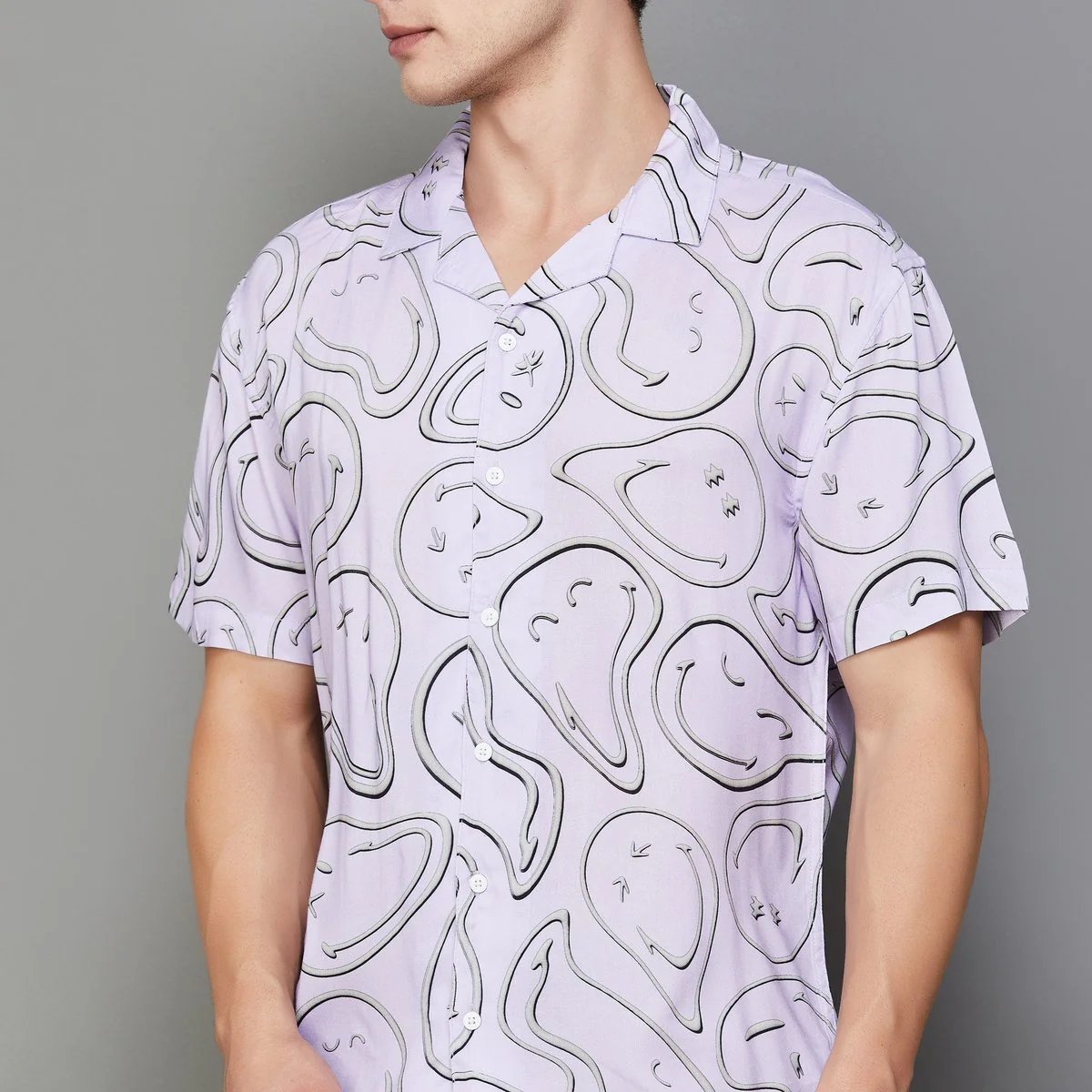 SmileyWorld Men Printed Cuban Collar Casual Shirt - Image 3