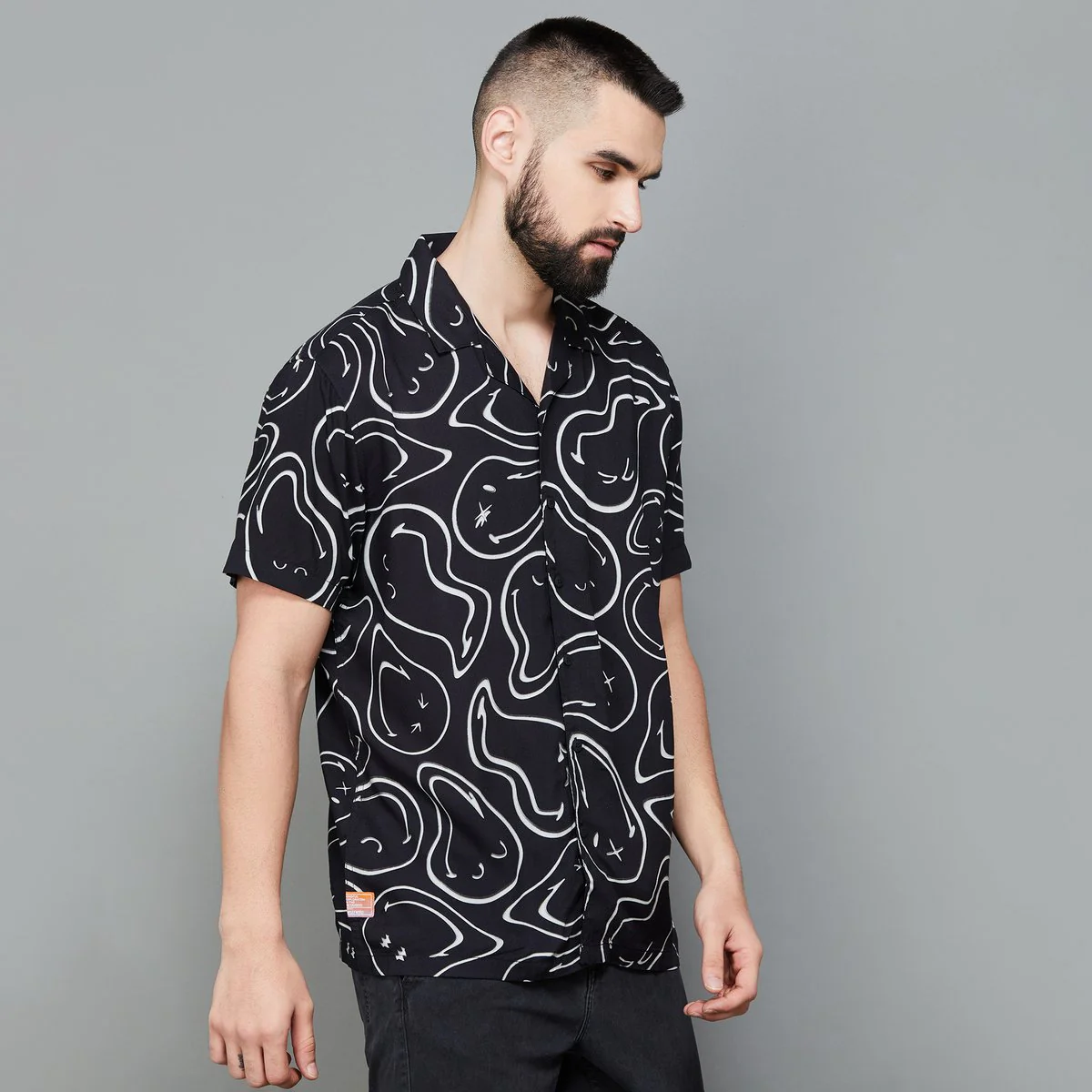 SmileyWorld Men Printed Cuban Collar Casual Shirt - Image 8