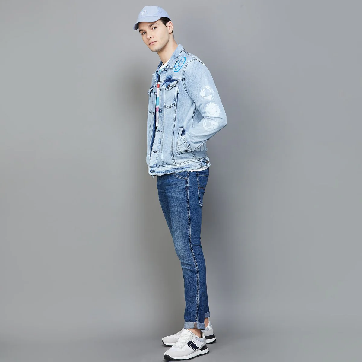 SmileyWorld Men Printed Denim Jacket - Image 2