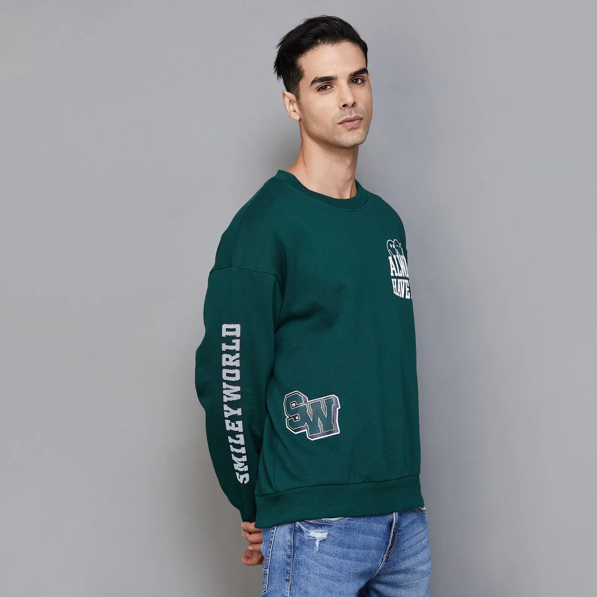 SmileyWorld Men Printed Drop-Shoulder Sweatshirt - Image 3