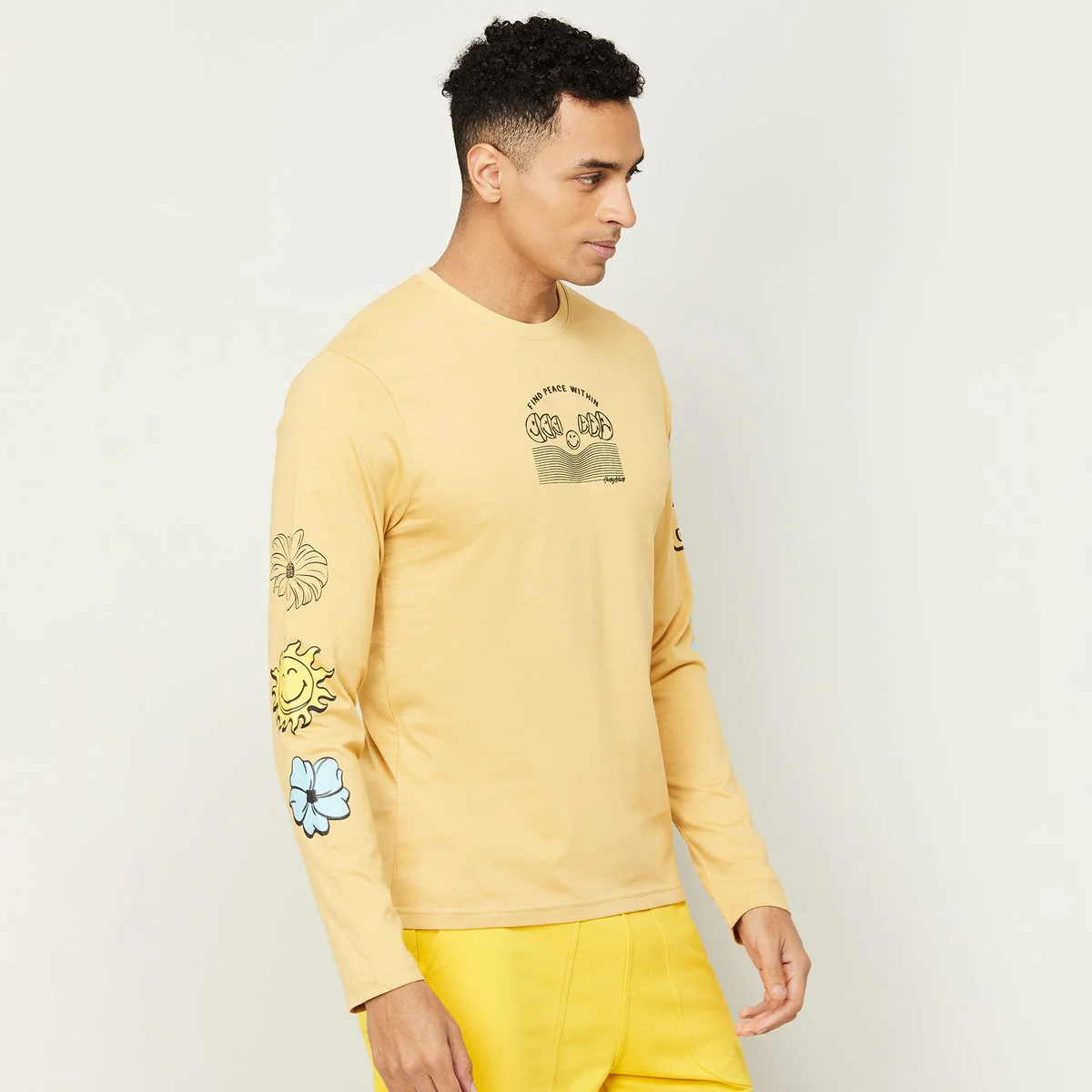 SmileyWorld Men Printed Full Sleeves Regular Fit T-Shirt - Image 3