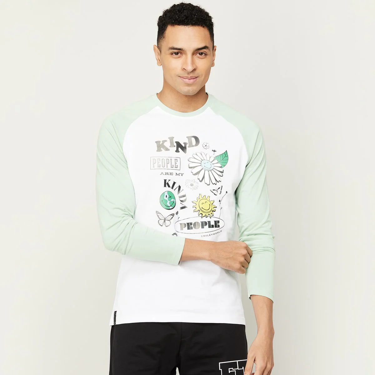 SmileyWorld Men Printed Full Sleeves Regular Fit T-Shirt