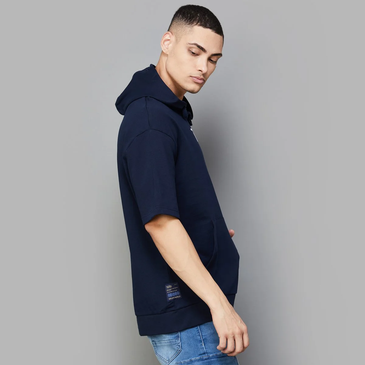 SmileyWorld Men Printed Oversized Hooded T-Shirt - Image 3