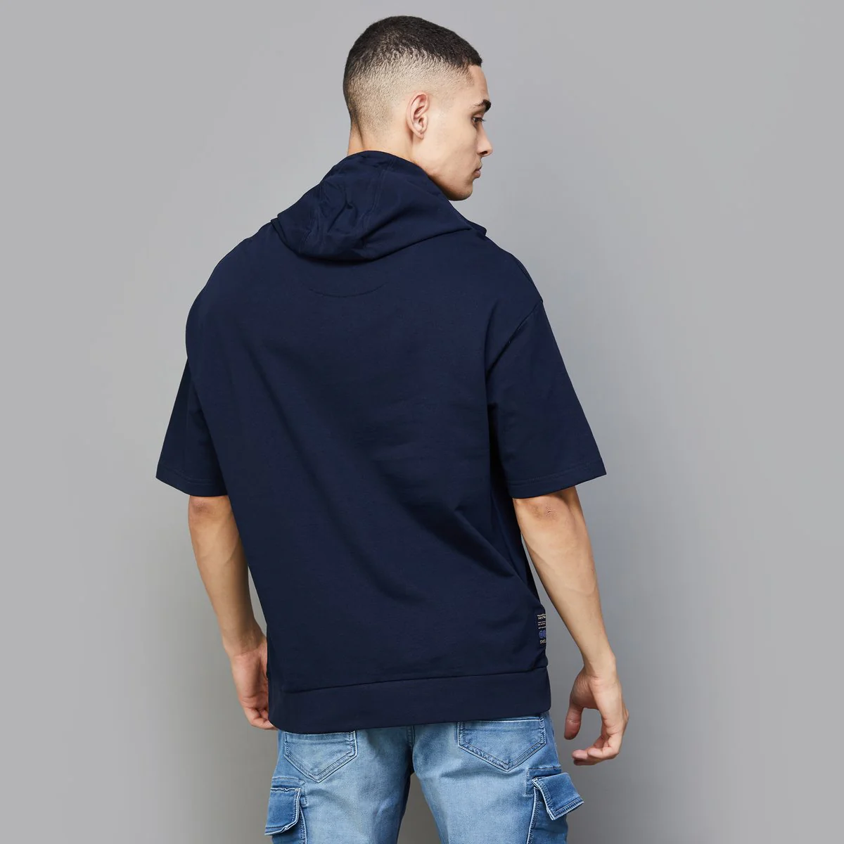 SmileyWorld Men Printed Oversized Hooded T-Shirt - Image 5
