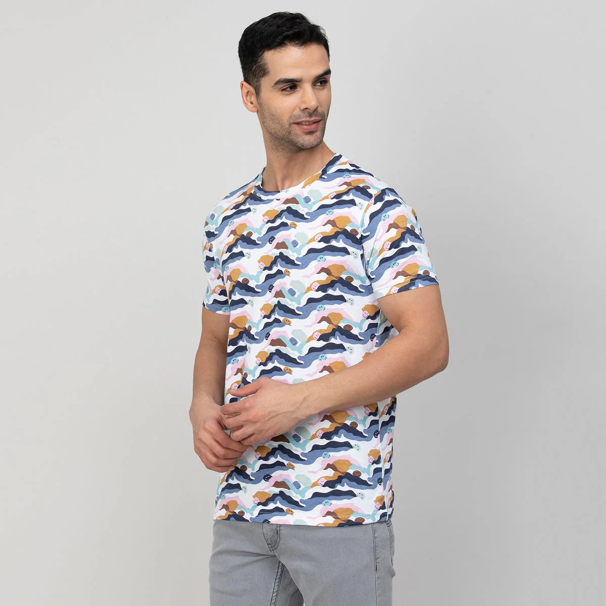 SmileyWorld Men Printed Regular Fit Crew Neck T-Shirt - Image 3