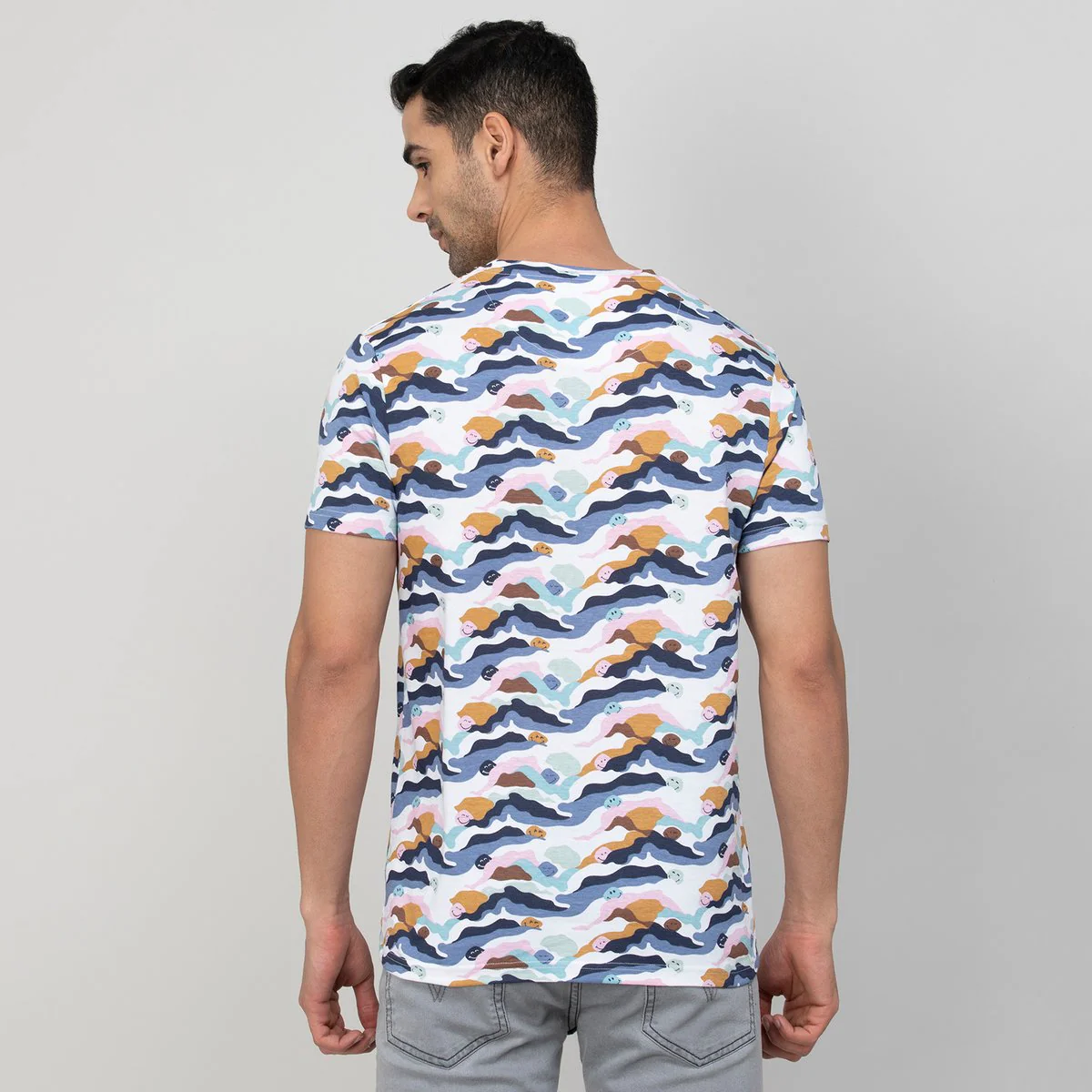SmileyWorld Men Printed Regular Fit Crew Neck T-Shirt - Image 5