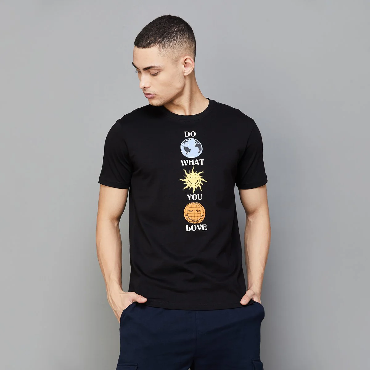 SmileyWorld Men Printed Regular Fit T-Shirt