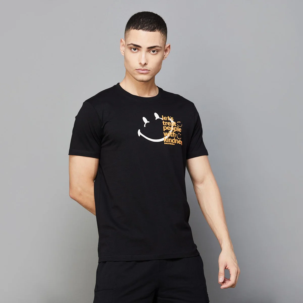 SmileyWorld Men Printed Regular Fit T-Shirt