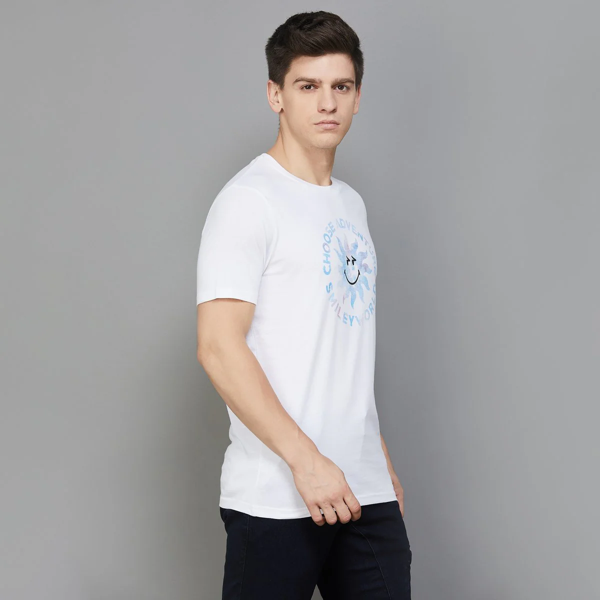 SmileyWorld Men Printed Slim Fit Crew Neck T-Shirt - Image 3