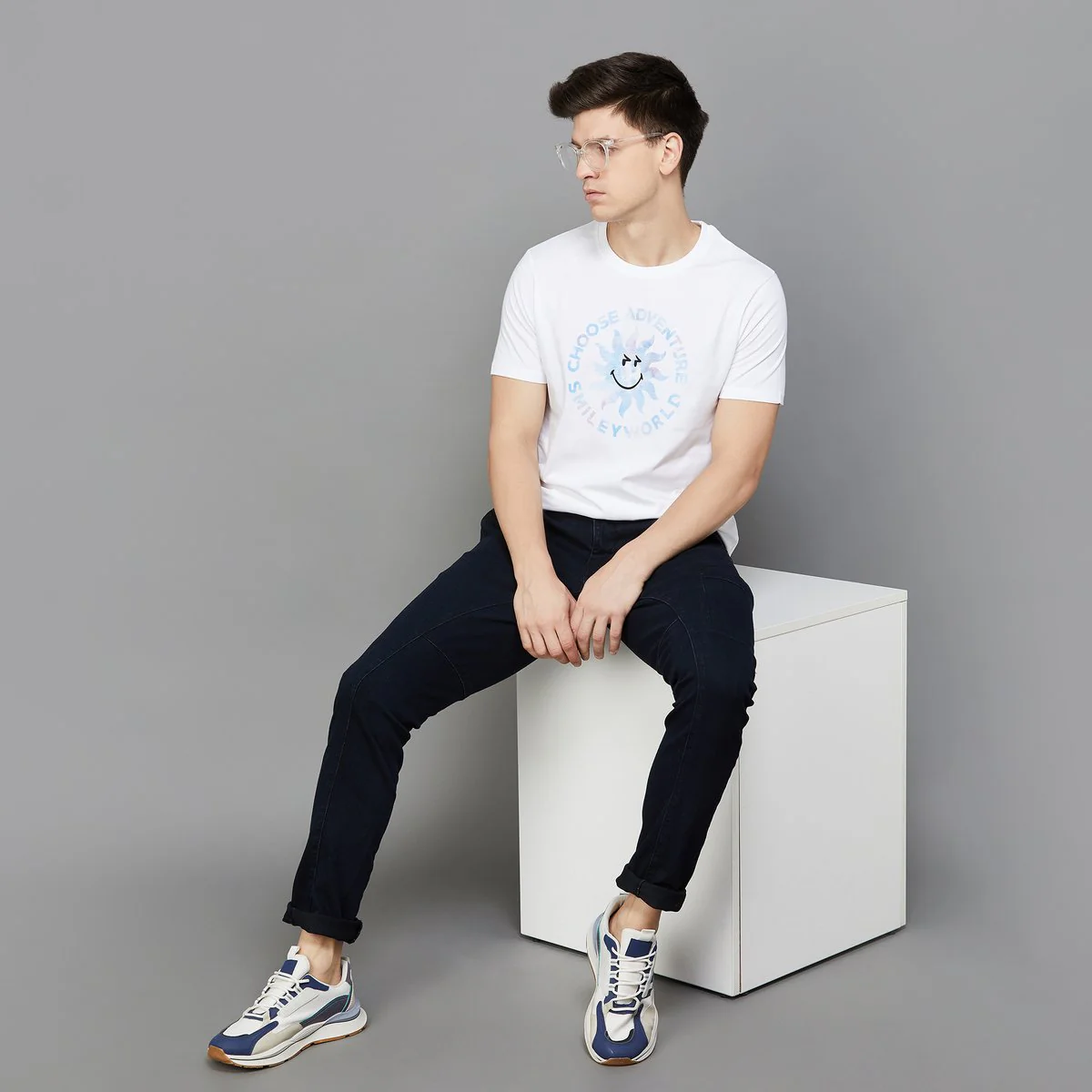 SmileyWorld Men Printed Slim Fit Crew Neck T-Shirt - Image 4