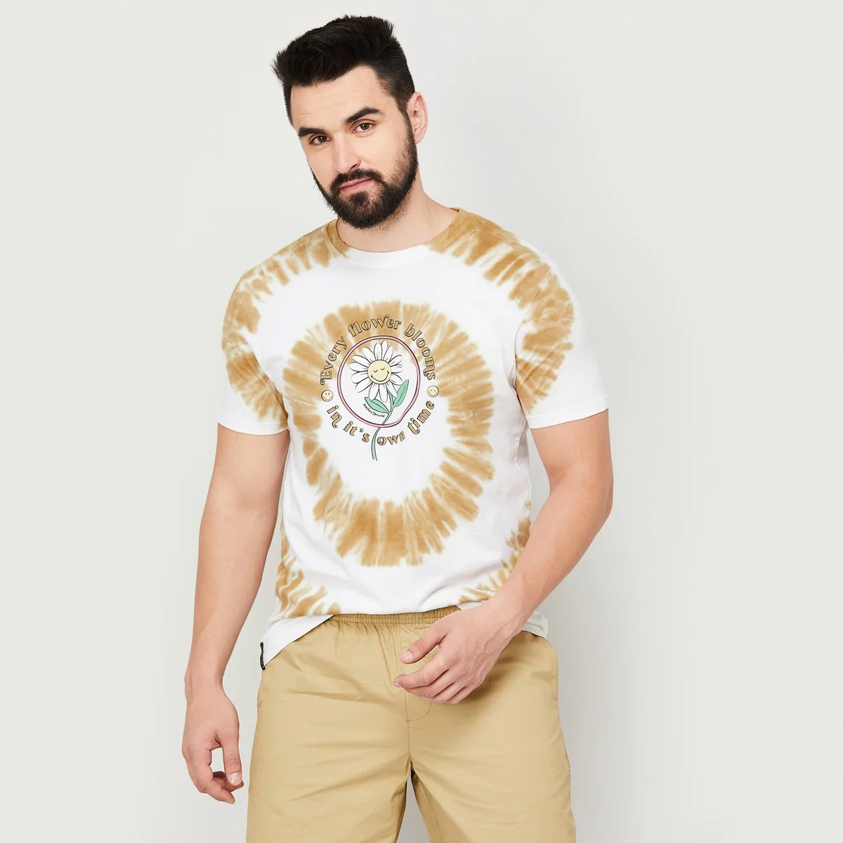 SmileyWorld Men Printed Slim Fit Crew Neck T-Shirt