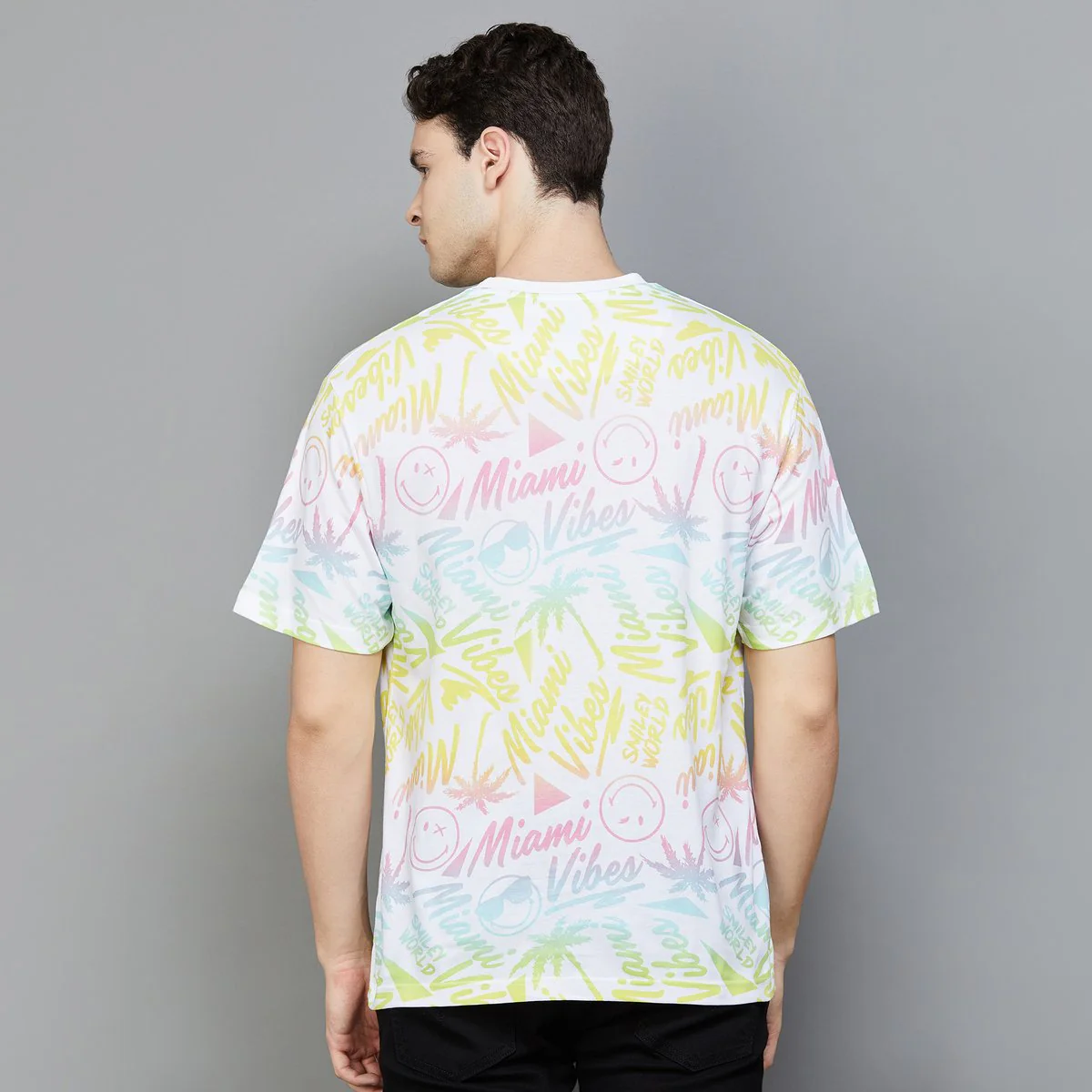 SmileyWorld Men Printed Slim Fit Crew Neck T-Shirt - Image 4