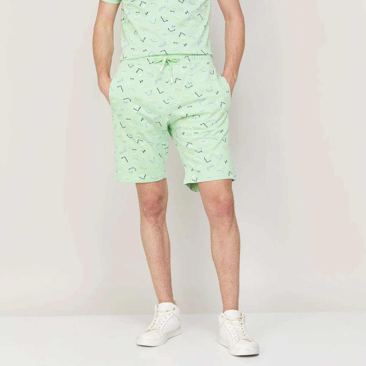 SmileyWorld Men Printed Slim Fit Shorts