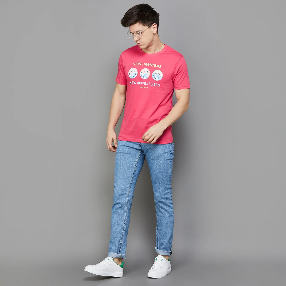 SmileyWorld Men Printed Slim Fit T-Shirt
