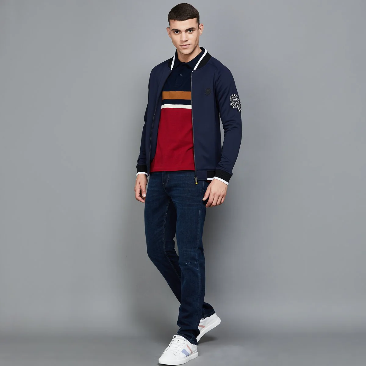 SmileyWorld Men Solid Baseball Collar Jacket - Image 2