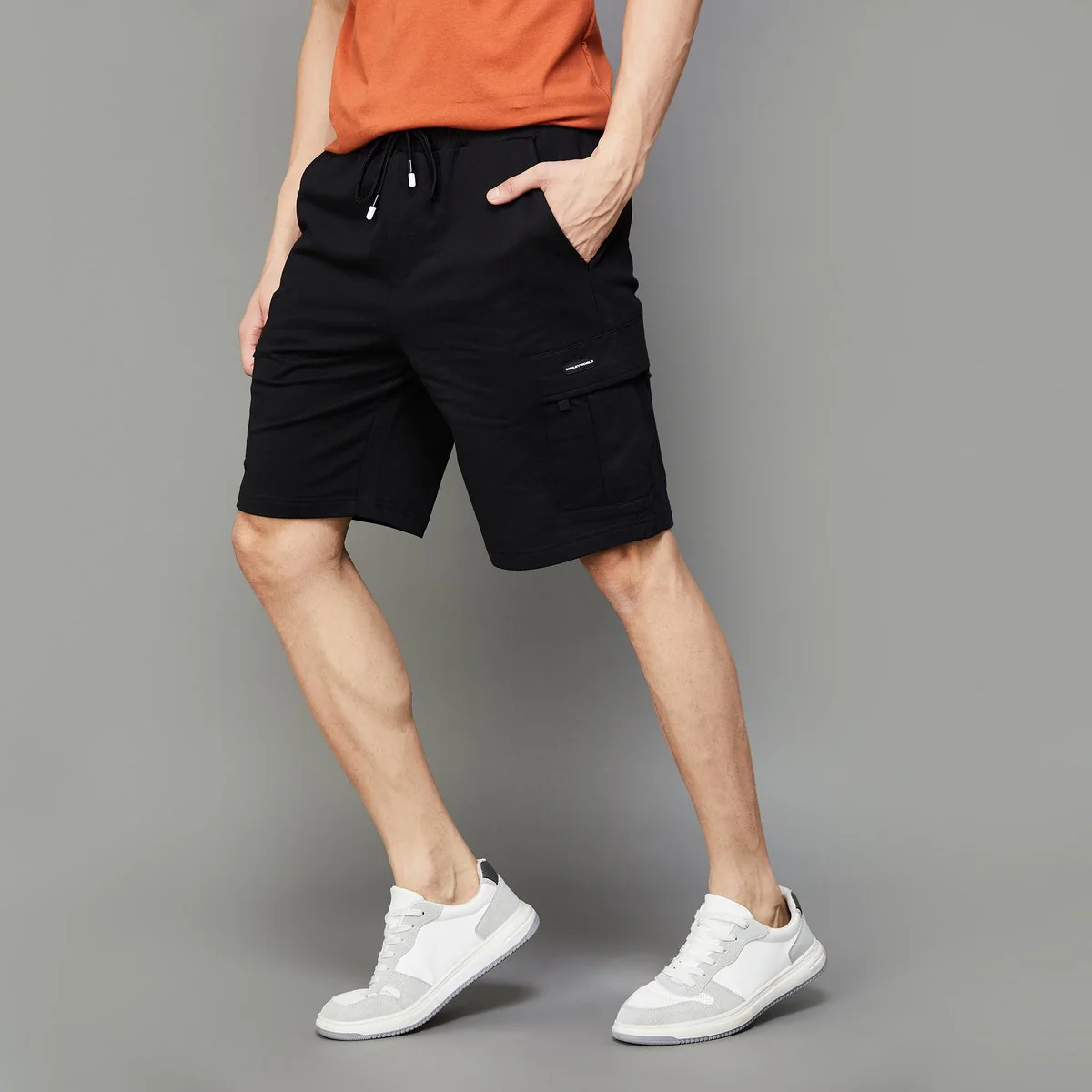 SmileyWorld Men Solid Cargo Shorts - Image 3
