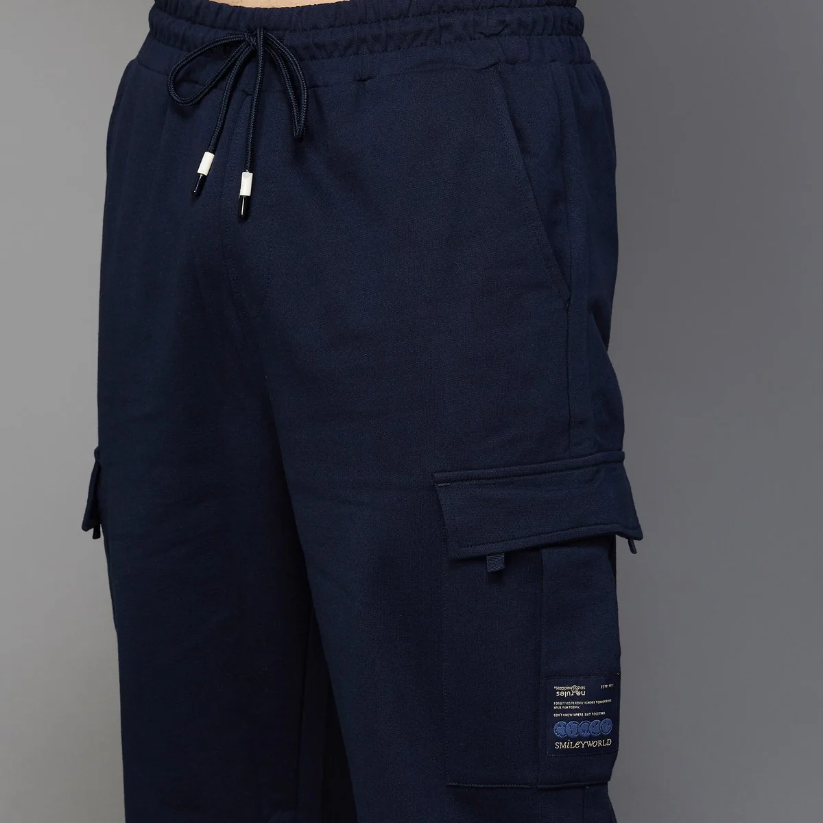 SmileyWorld Men Solid Regular Fit Cargo Trousers - Image 5