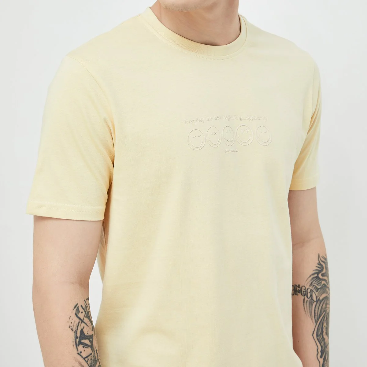 SmileyWorld Men Solid Regular Fit T-Shirt - Image 3